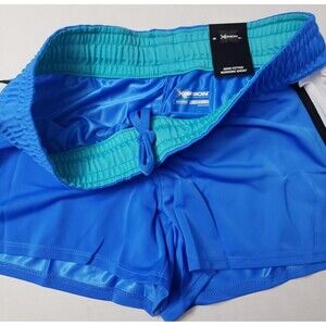 Women's Xersion Semi Fitted Blue/White Running Shorts- LARGE - NEW NWT